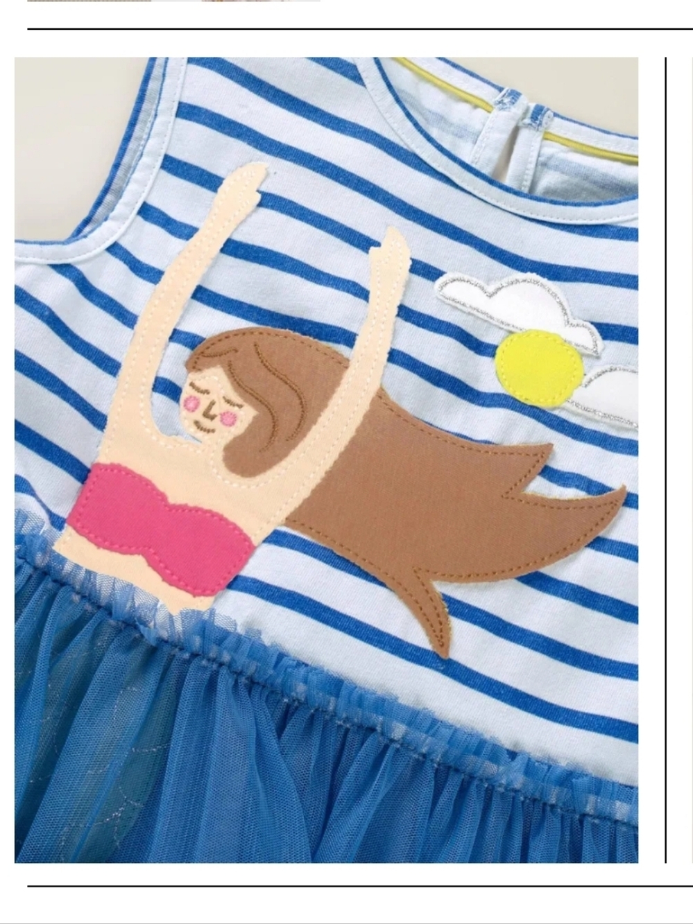 Mini Boden Tulle Mermaid Applique Dress sz 6/7 - Picture 4 of 9